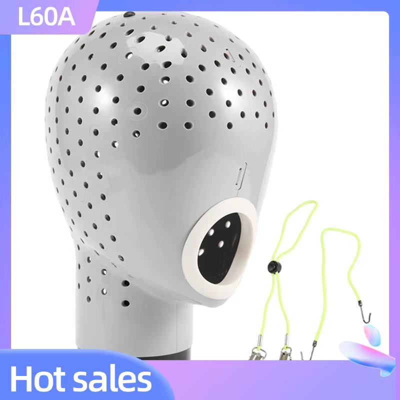 Tête de mannequin L60A pour séchage de perruques avec support à pince, en plastique anti-adhérent po