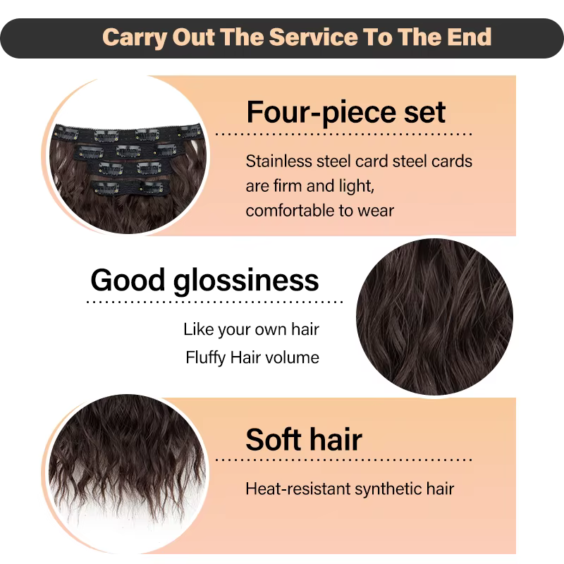 4 pièces/ensemble pince synthétique dans les Extensions de cheveux courte ondulation d'eau morceaux 