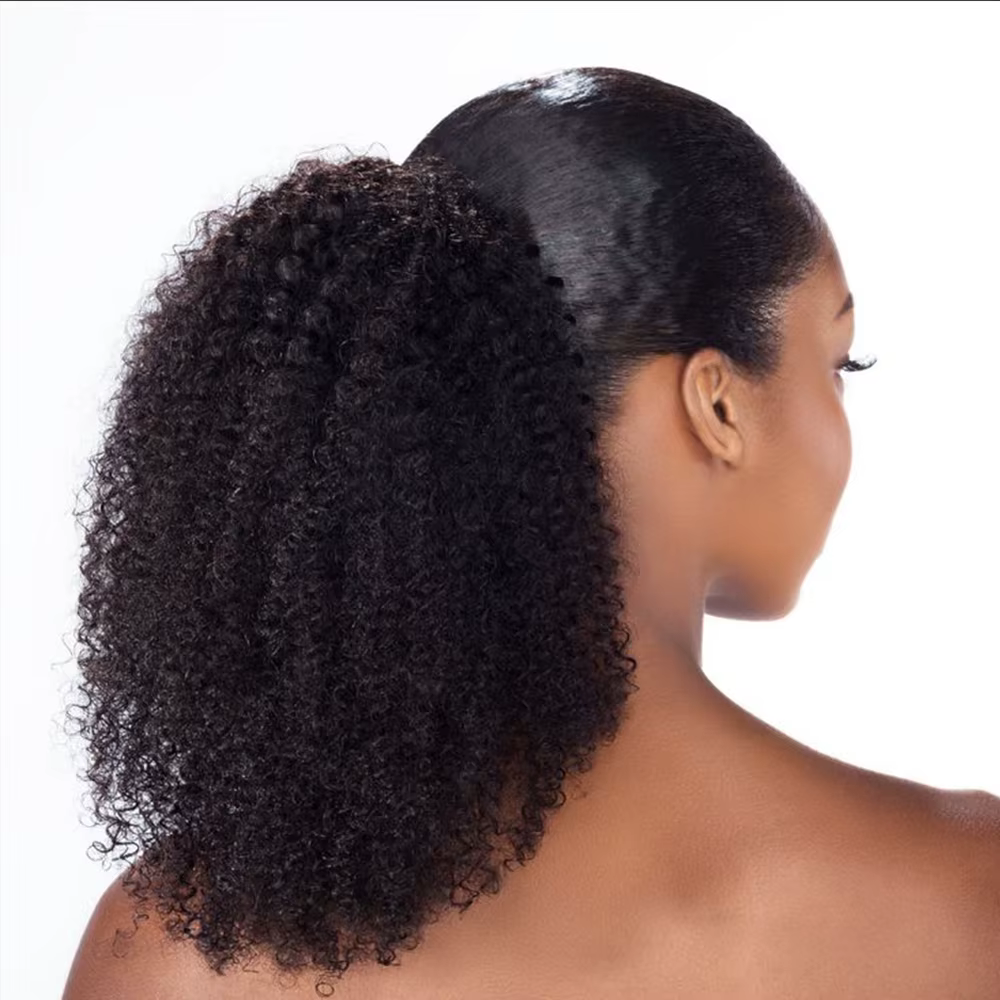 Extensions de cheveux humains mongols 4B 4C Remy 10-24 pouces Clips dans cordon Extensions de queue