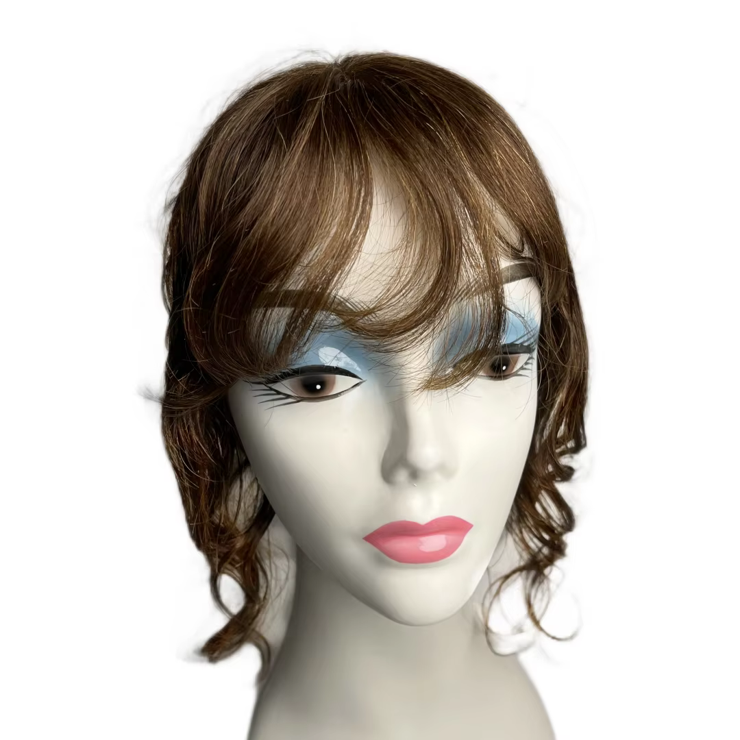 35 cm corps ondulé cheveux humains Toppers pour les femmes avec frange bouclés Topper Clip-in Extens