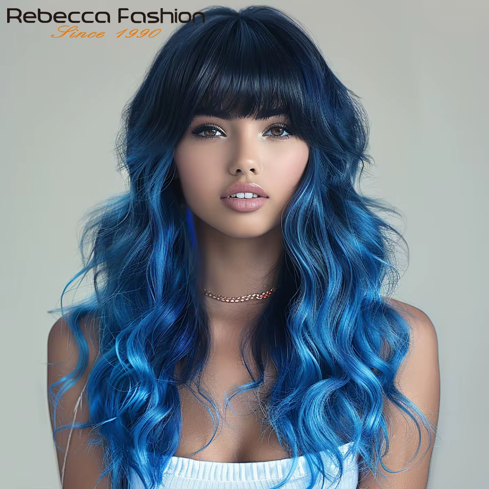 22 "T1B/violet corps vague perruques de cheveux humains avec frange frange mettre et aller brésilien