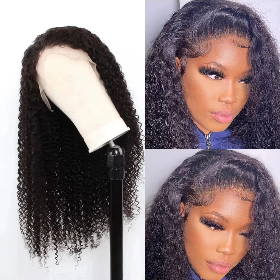Perruques de cheveux humains bouclés profonds pour femmes noires, dentelle transparente HD, perruque