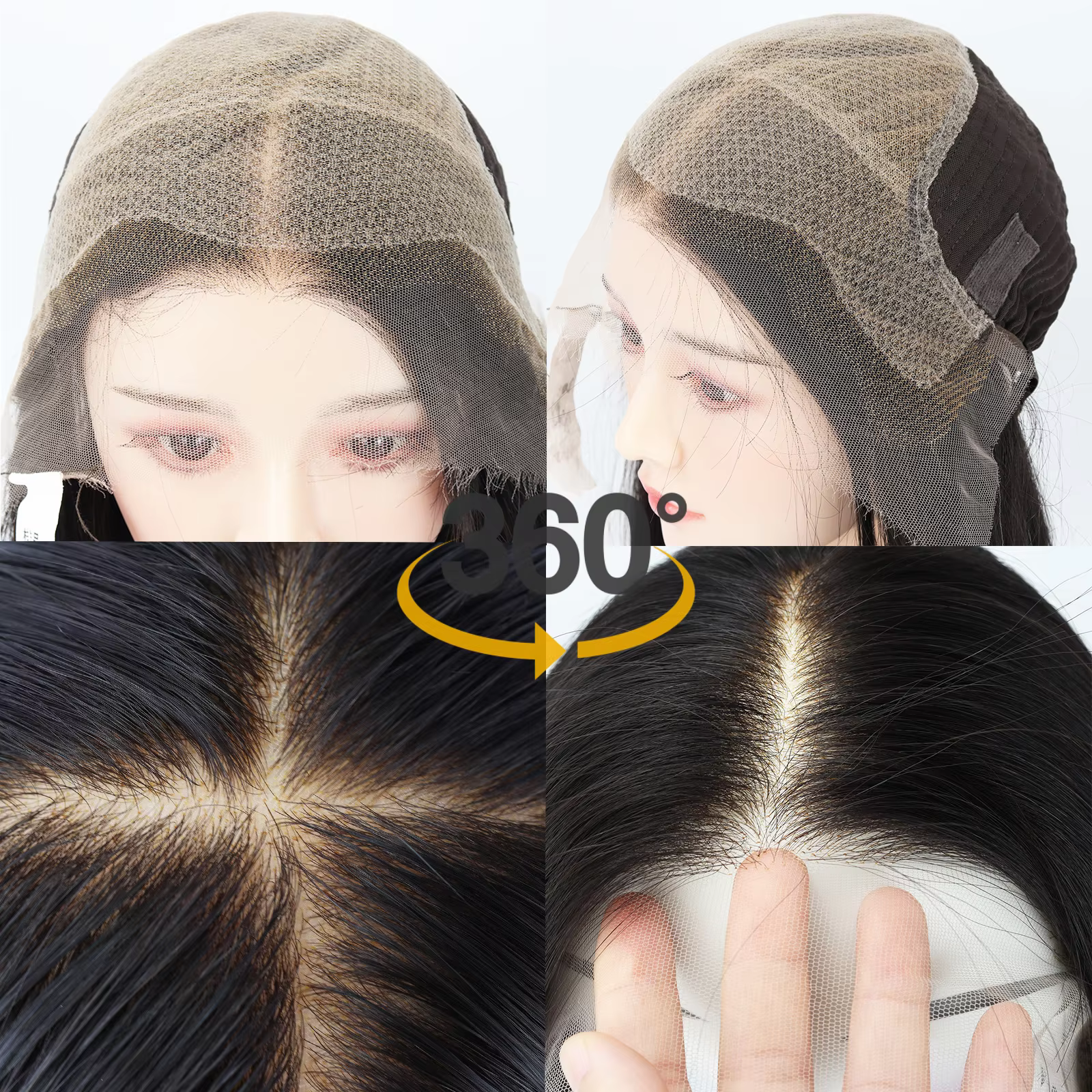 Perruque Lace Front Ultra Fine HD en Cheveux Humains Vierges Européens avec Nœuds Décolorés, Dentell
