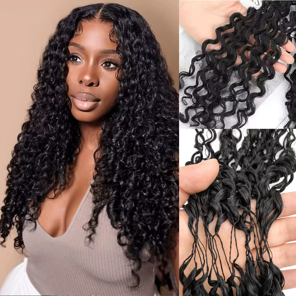 Extensions de cheveux humains au crochet Dialola Invisible Curly, boucles profondes Pixie, cheveux a
