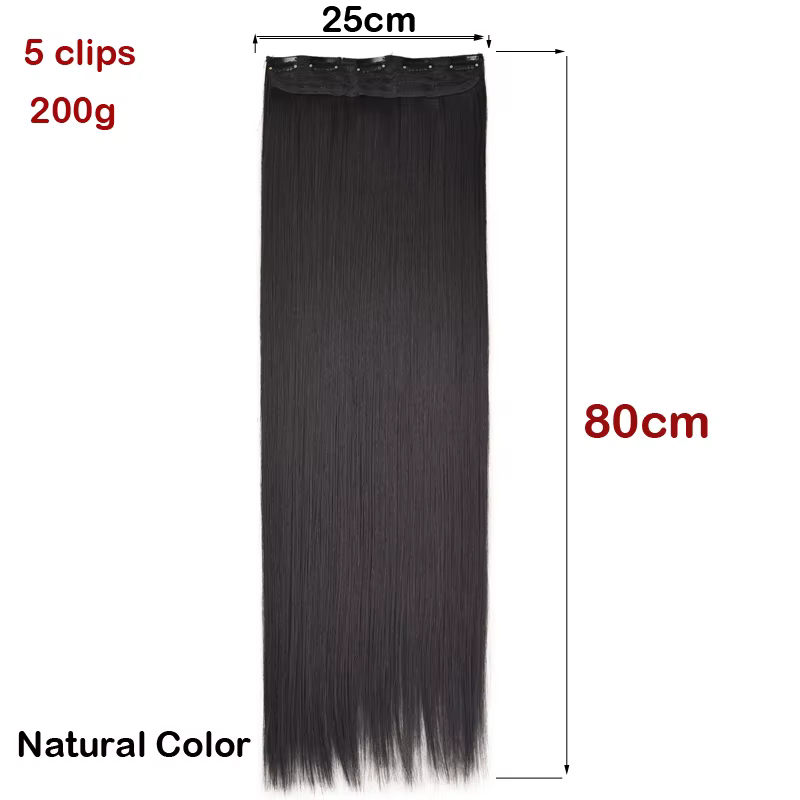 Perruque synthétique extra longue de 32 pouces, extension de cheveux lisses à clipser, cheveux synth