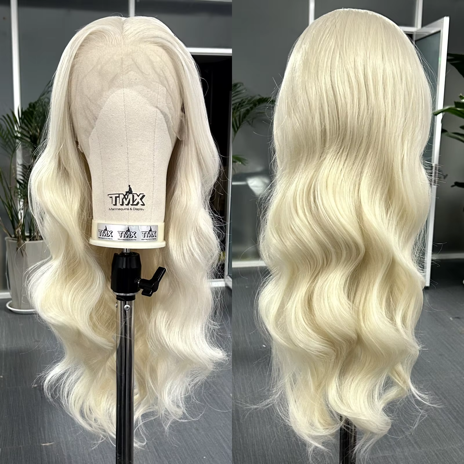Perruque Lace Front Wig Synthétique Bouclée Naturelle pour Femme, Cheveux Longs et Ondulés, Blond Pl