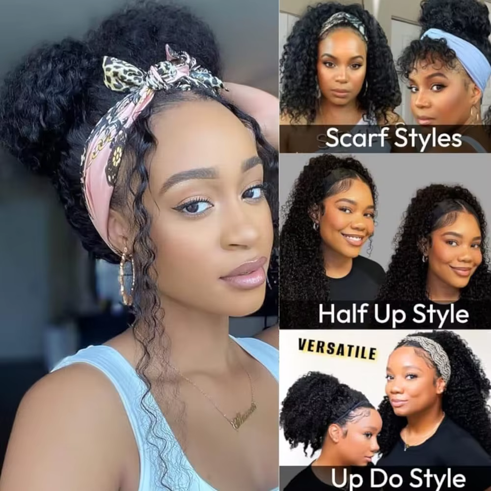 Demi-perruque 3 en 1, cheveux humains, Deep Wave, densité 220, prêt à porter, demi-perruque 3 en 1 a
