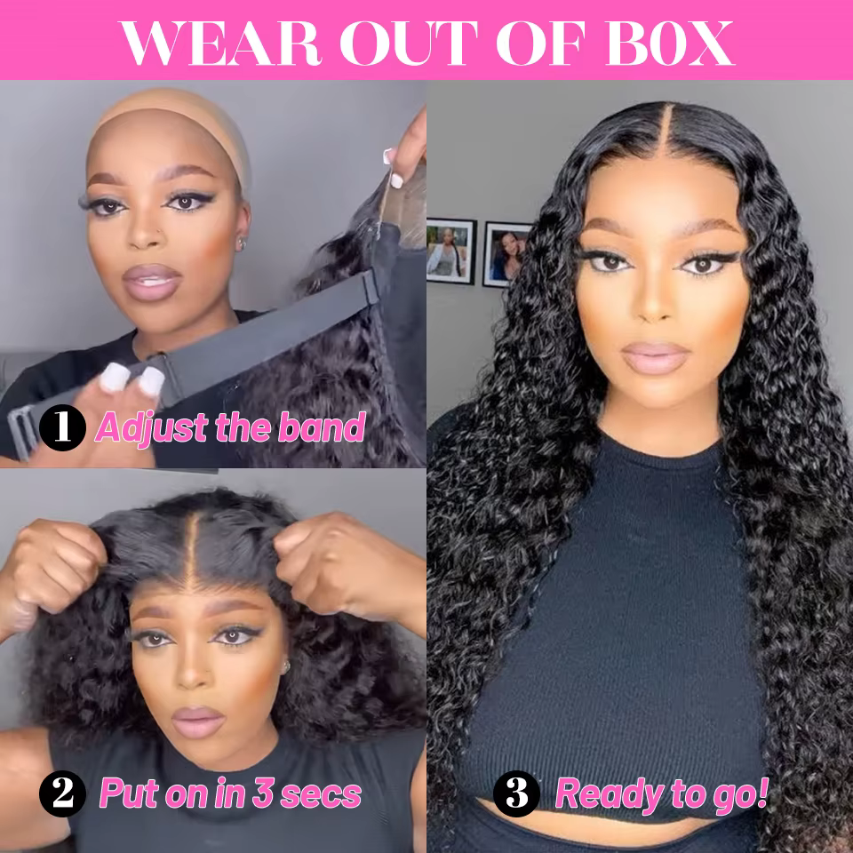 Wear Go – perruque Lace Closure Wig Deep Wave 4x4 5x5 HD, avec naissance des cheveux pré-épilée, bou
