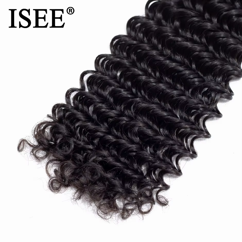 Tissage en lot Deep Wave brésilien 100% naturel-ISEE HAIR, extension de cheveux, lots de 3/4