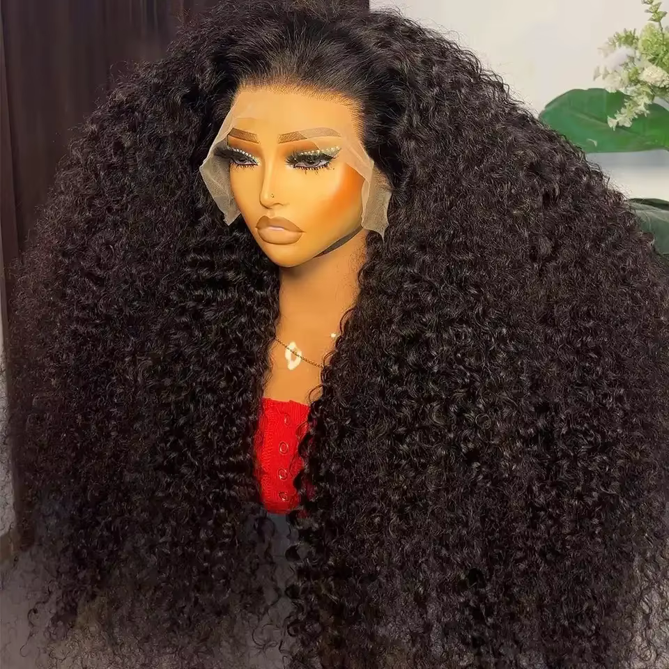 Perruque Lace Frontal synthétique bouclée crépue 13x4, sans colle, cheveux de bébé, nœuds décolorés,