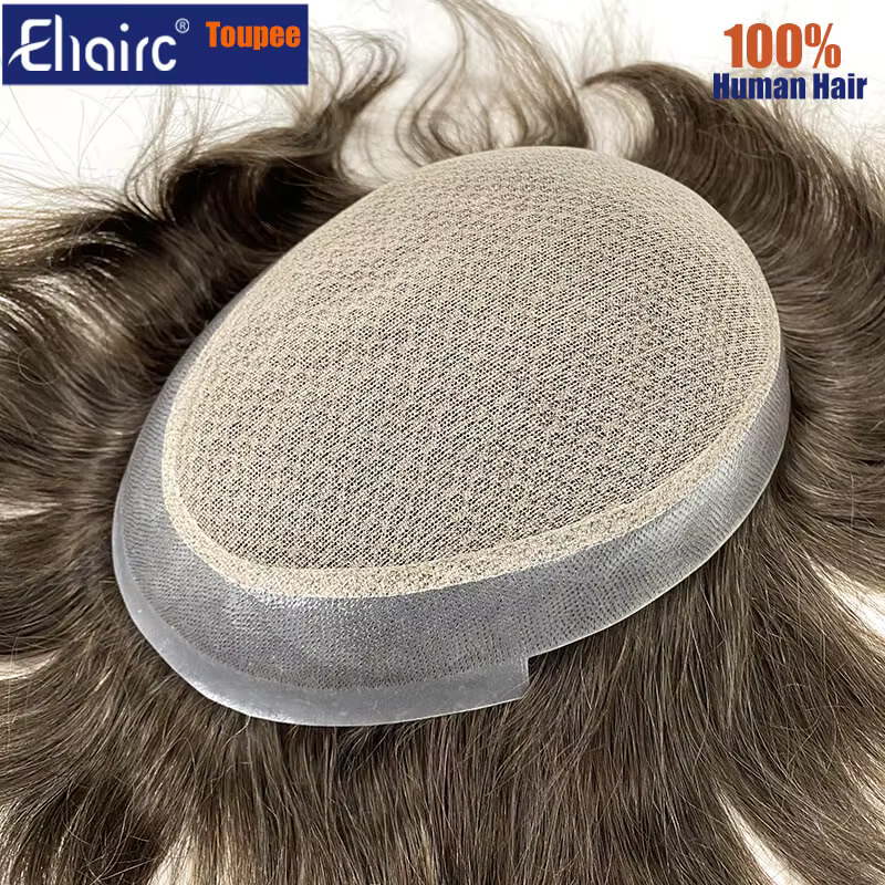 Australie Double couches hommes perruque respirant mâle cheveux prothèse dentelle PU cheveux, homme