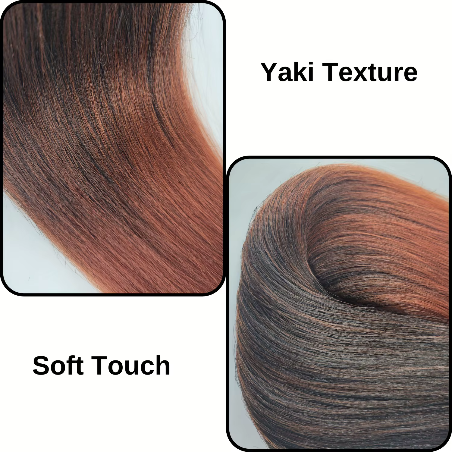 6 tresses Boho 24" |   Marron ombré |   Synthétique pré-étiré |   Longues ondulées, brillantes |   V