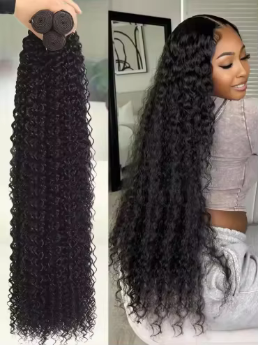Extensions de cheveux humains brésiliens naturels, bouclés profonds, en lots de 24, 26 et 28 pouces