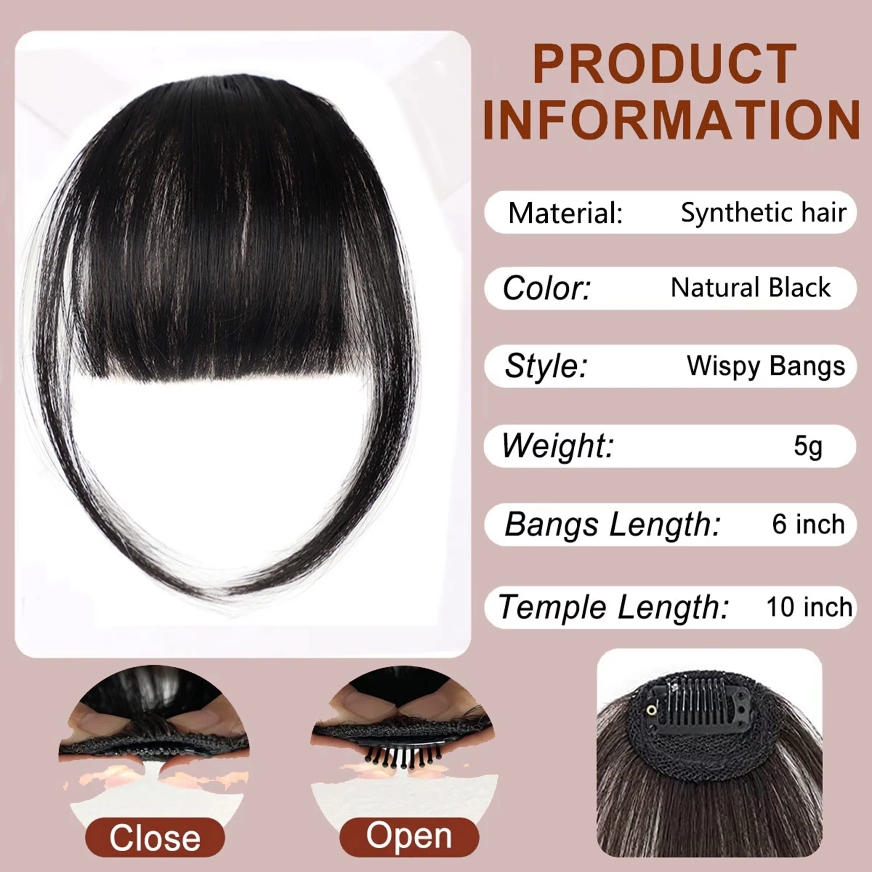 Faux franges à clipser pour femmes, extensions capillaires synthétiques, outils de coiffure, postich
