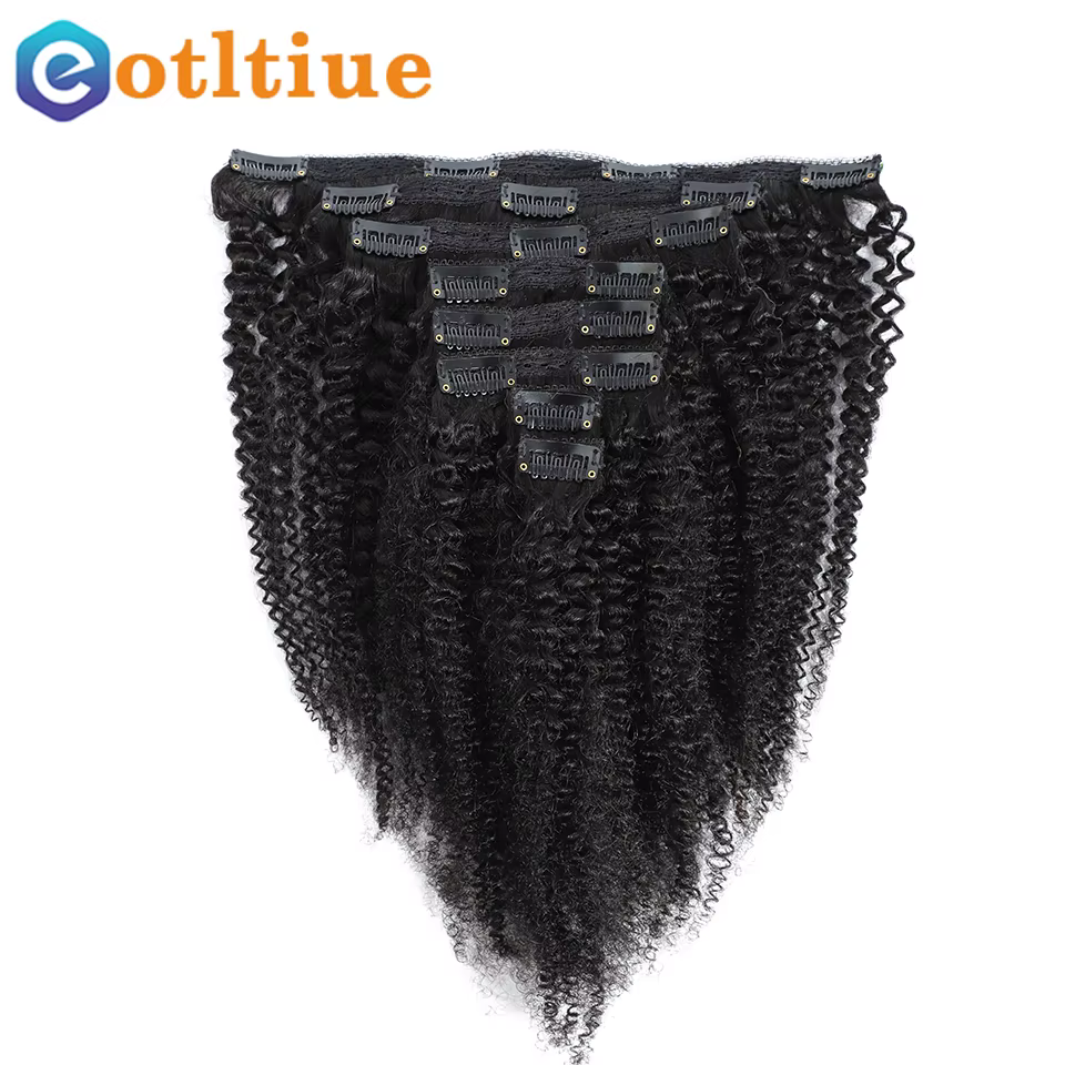 Eotltiue-Extensions de Cheveux Humains Crépus et Bouclés à réinitialisation, Mèches Afro Naturelles,