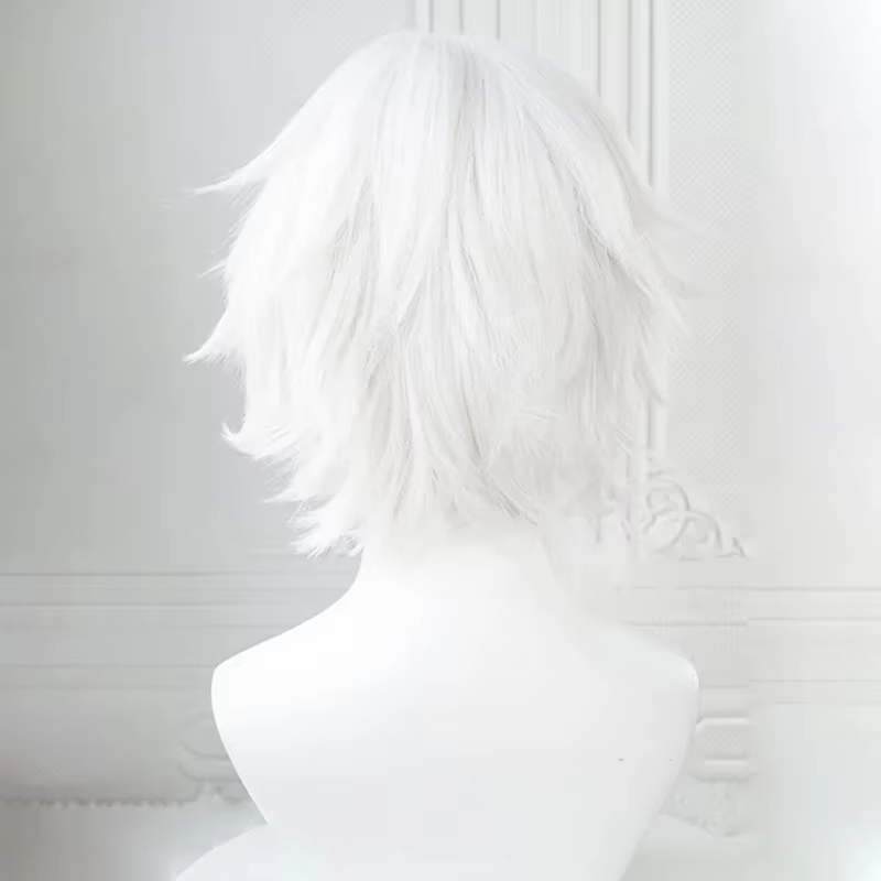 Perruques de Cosplay Anime Kaneki Ken, perruques courtes blanches moelleuses, Patch pour les yeux, c