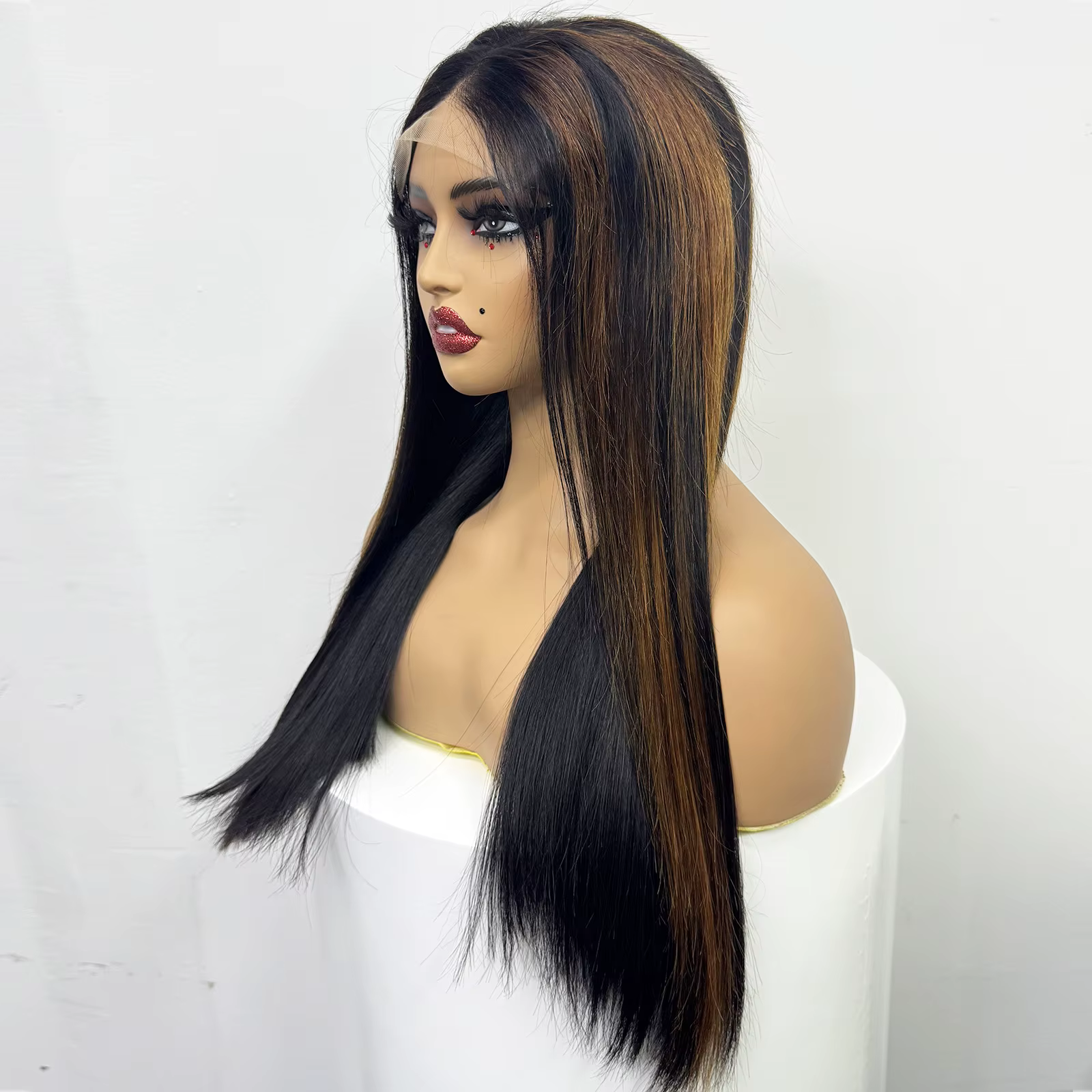 5x5 dentelle transparente sans colle perruque de cheveux humains 300% densité 24 pouces Double os de