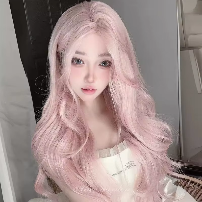 Lupu – perruques synthétiques roses pour femmes, perruque de Cosplay, cheveux longs roses avec frang