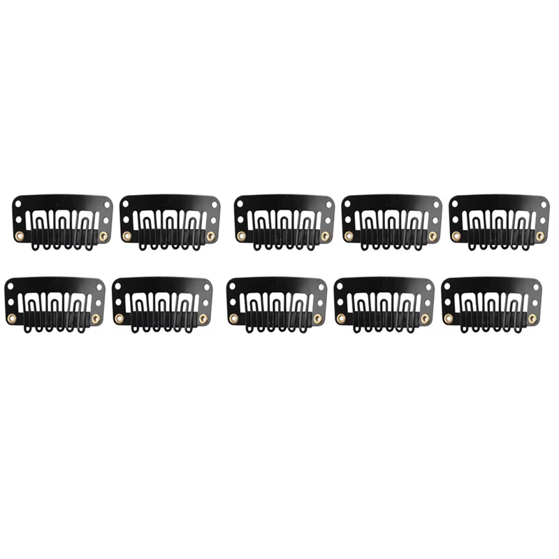 10 pcs/lot 9 dents 32mm pinces à perruque pour extensions de cheveux fournitures coudre dans les pin
