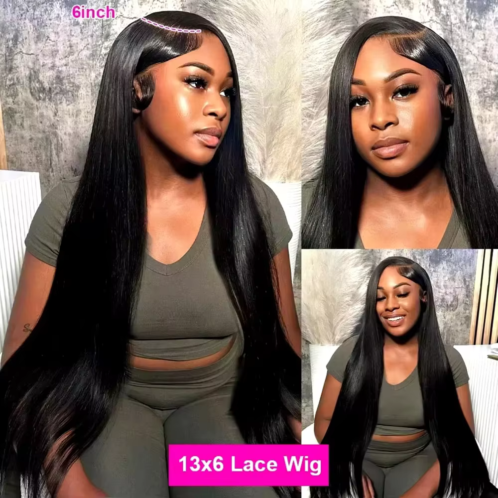 46 pouces 13x6 dentelle avant perruques naturel cheveux humains 220 densité droite HD dentelle avant