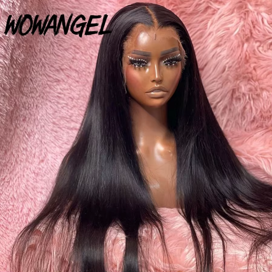 34 pouces Real HD Lace Front Wig Cheveux raides pré-plumés 13x6 HD Transparent Lace Frontal Perruque