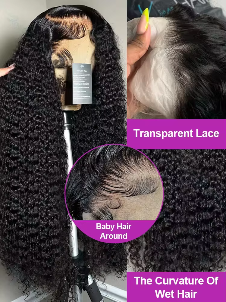 Perruques Lace Front HD 13x4 à Ondulations Profondes Bouclées 230% Pré-Pluckées, Cheveux Humains Bré