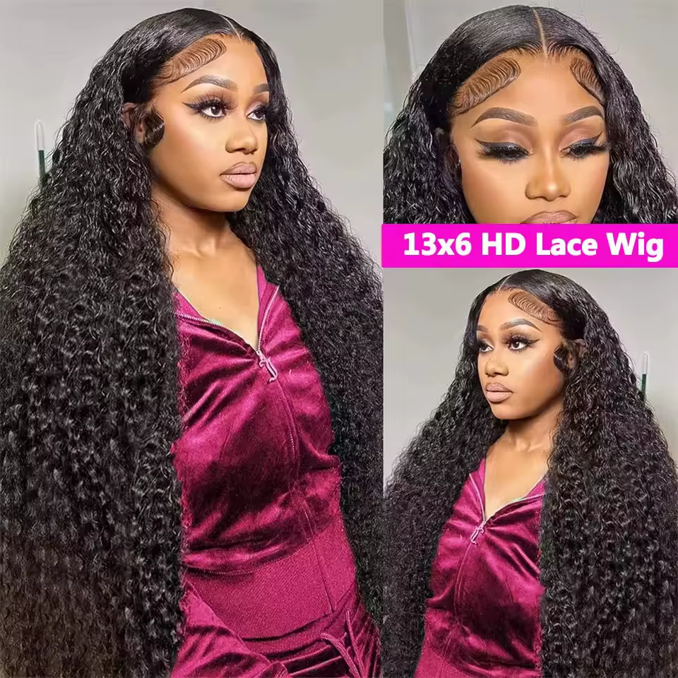 Haute densité 250% 40 46 pouces vague profonde 13x4 13x6 HD dentelle avant perruque de cheveux humai