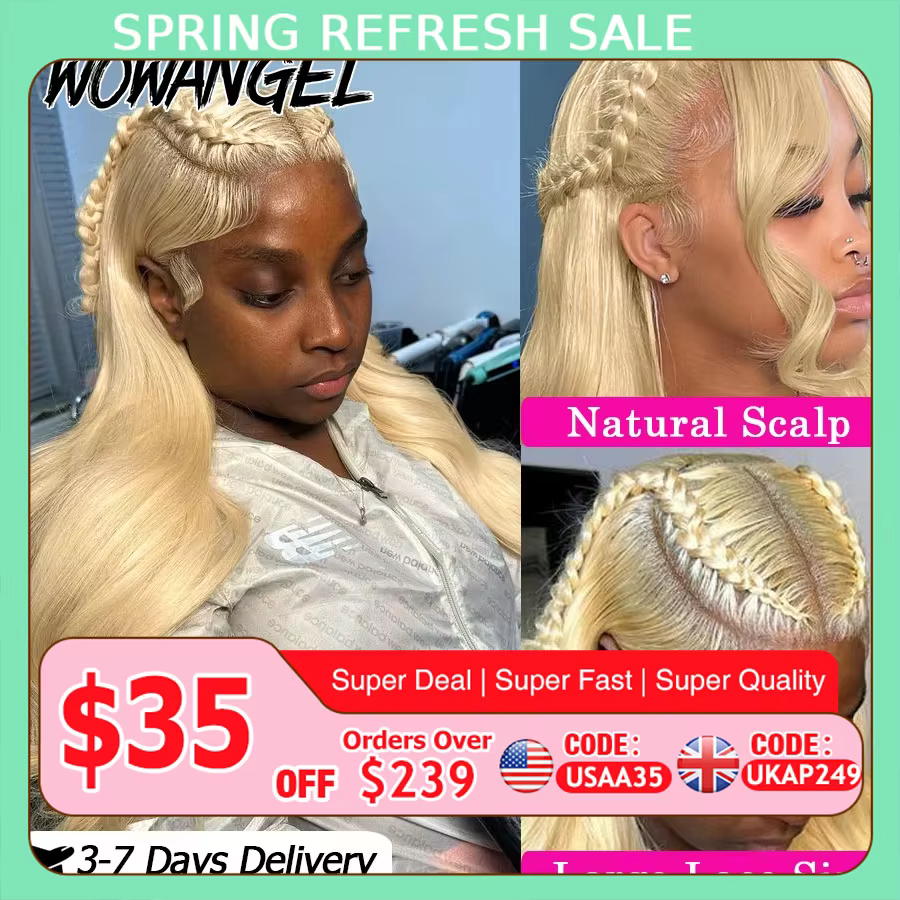 Wow Angel-Perruque Body Wave Blonde, Perruques Lace Front, 13x6, 13x4 HD, Frmetals Human Hair, Melt 