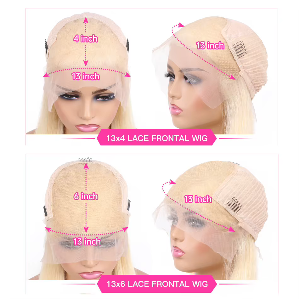 613 Blonde 13x6 HD dentelle avant perruques de cheveux humains 38 "hute colorée droite 13x4 HD Trans