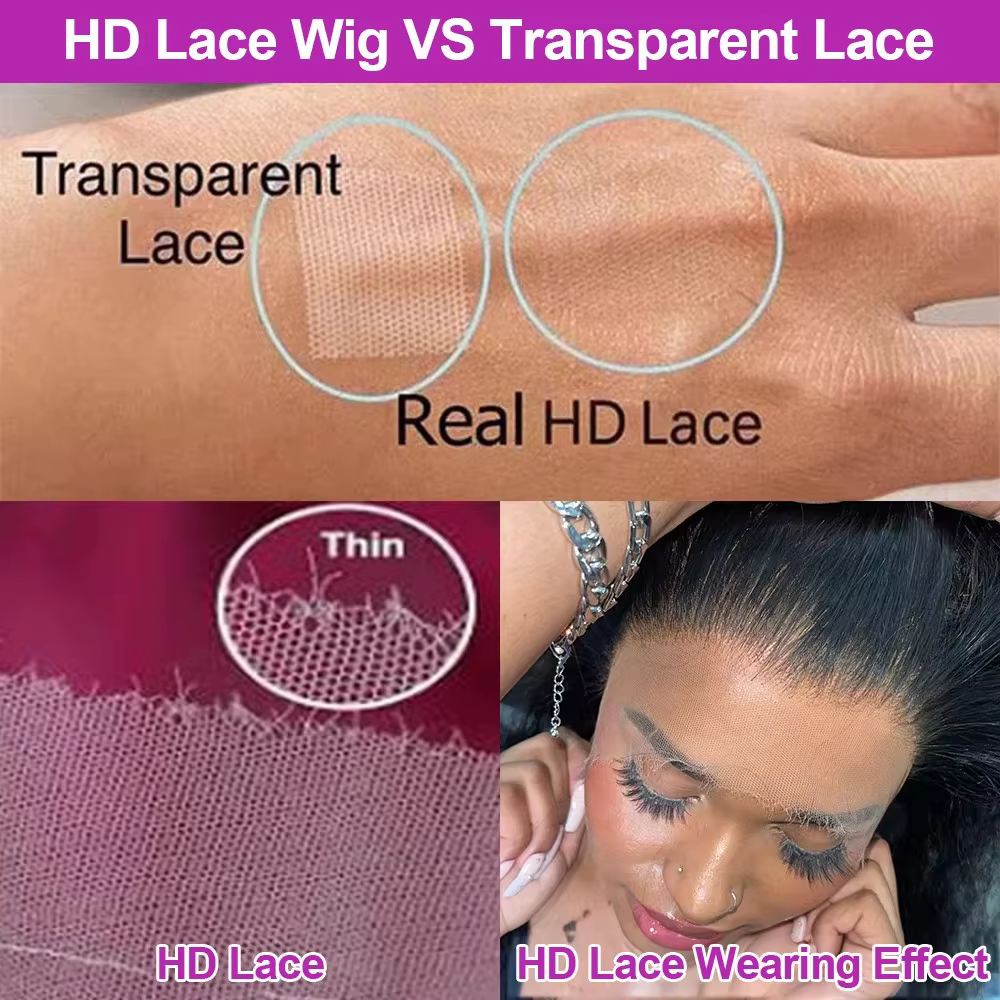 Perruque Lace Front Kinky Straight de 40-42 pouces, pré-épilée, Yaki Straight HD 13x4, avec bords 4C