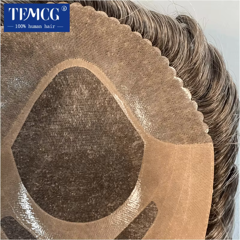 Bond Mono & Pu avant et NPU dos plus Durable pour la prothèse capillaire masculine 100% cheveux huma