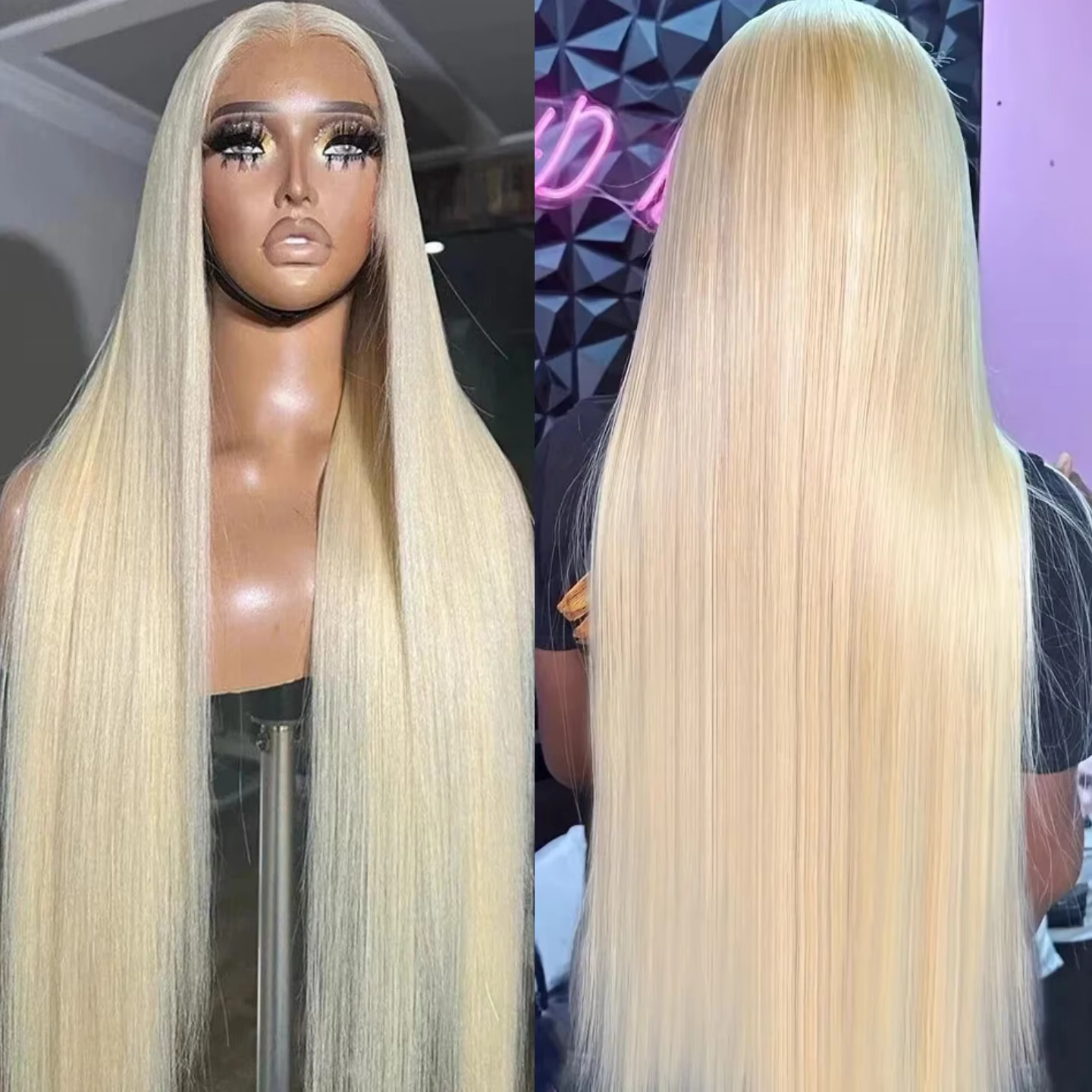 Perruque Lace Frontale Droite Blond 613 Densité 200 Cheveux Humains 30-36 Pouces 13x4 13x6 HD Transp