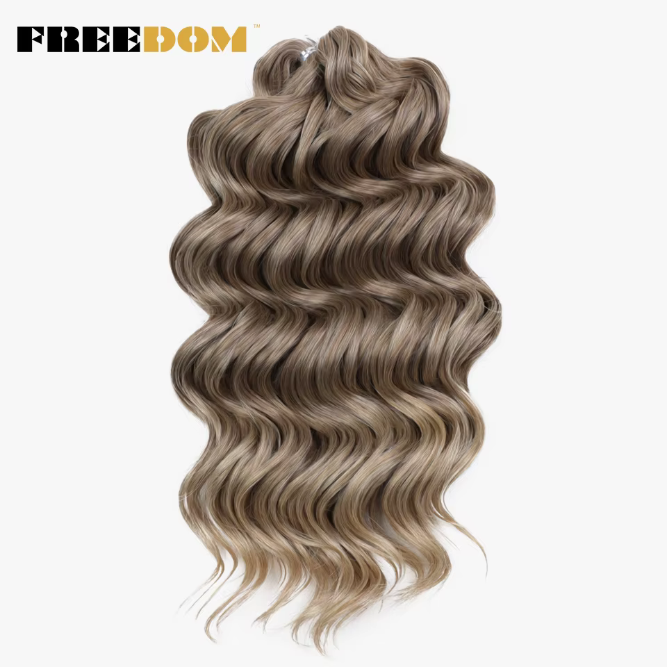 FREEDOM synthétique torsion Crochet cheveux bouclés 16 pouces vague profonde tresse cheveux Ombre Bl