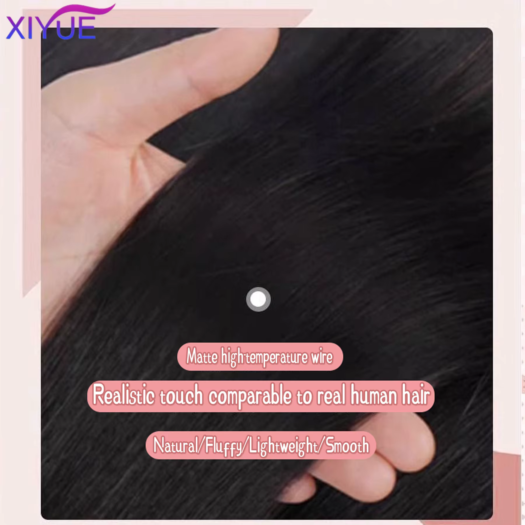 XIYUE – perruques synthétiques longues et lisses avec frange, perruques noires de fête Cosplay Lolit