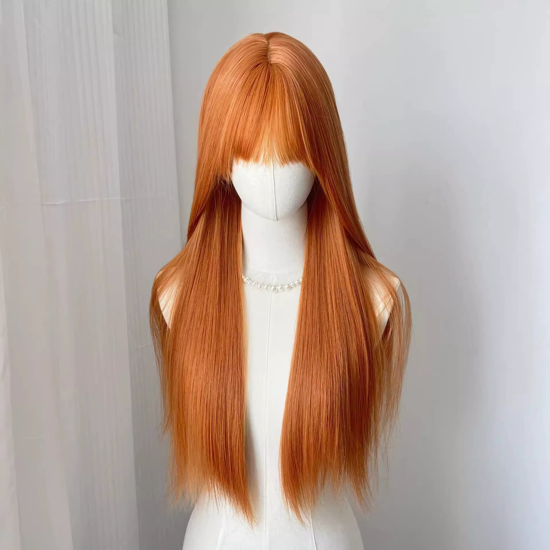 Perruque synthétique orange à grandes vagues, perruque de cosplay pour fête d'Halloween, perruque qu