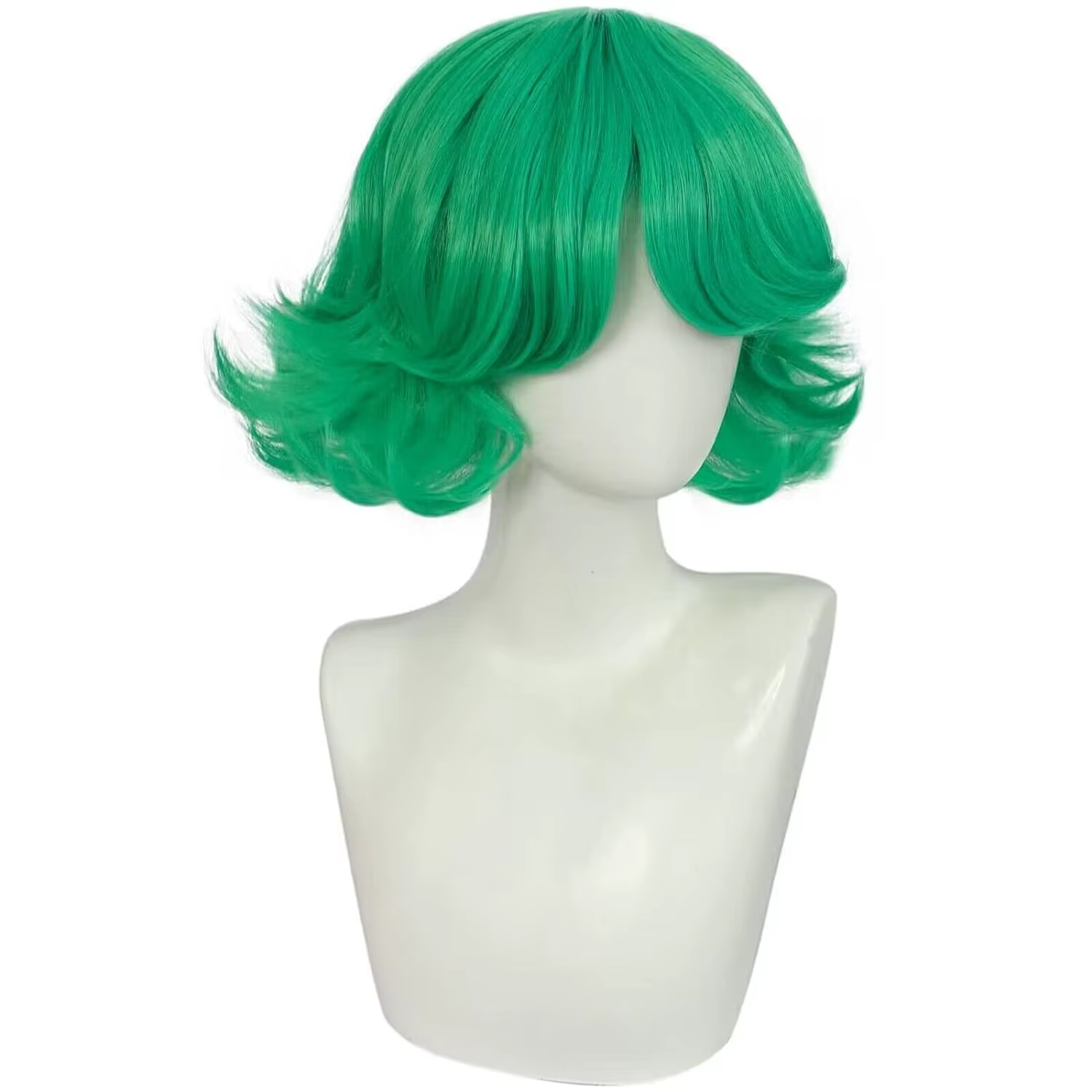 Perruque à rabat verte pour filles, perruque Tatsumaki courte et moelleuse, perruque de Cosplay vert
