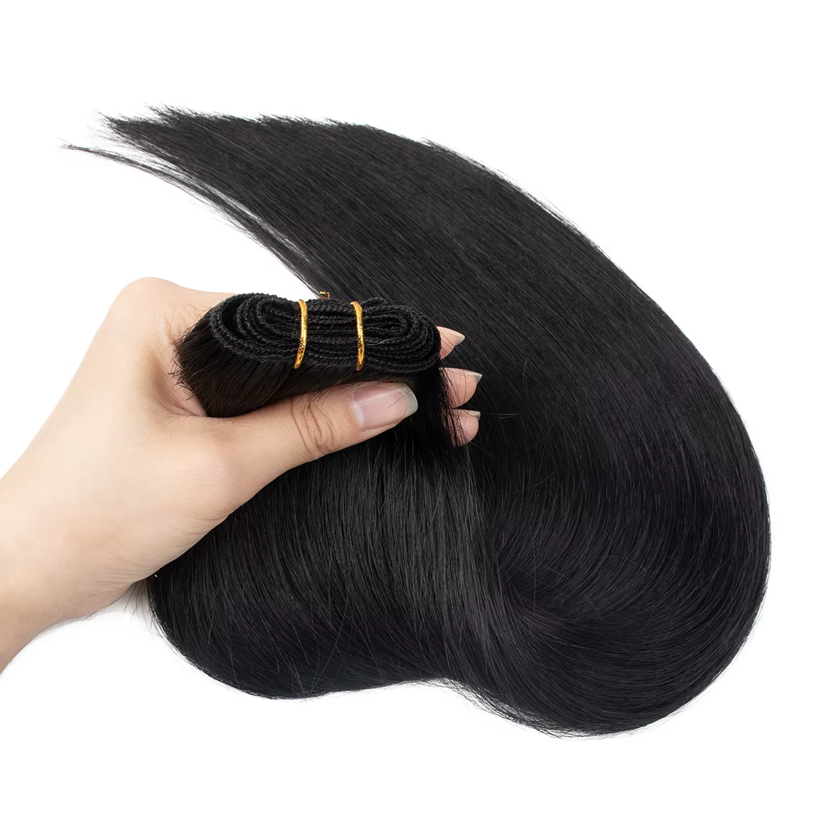 Extensions de cheveux naturels à coudre, 12-24 pouces, mèches doubles, pour femmes, 50g