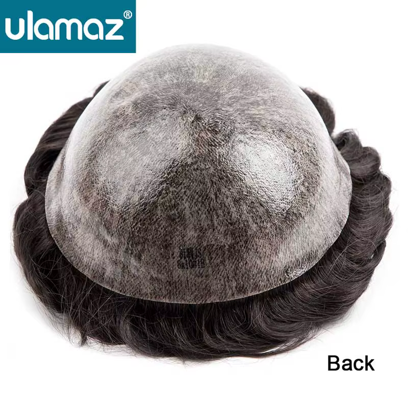 Perruque homme cheveux humains injecté toupet cheveux hommes noeud gratuit Microskin mâle cheveux pr