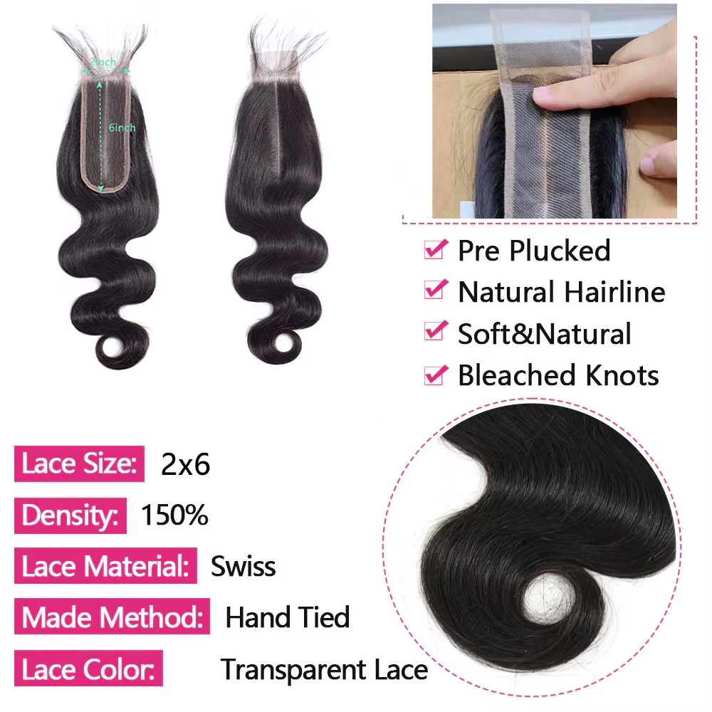 12A Body Wave Tissage Cheveux Humains Tissage Lot Brésilien 2x6 And 32 Inch Tissages Transaprent Mèc