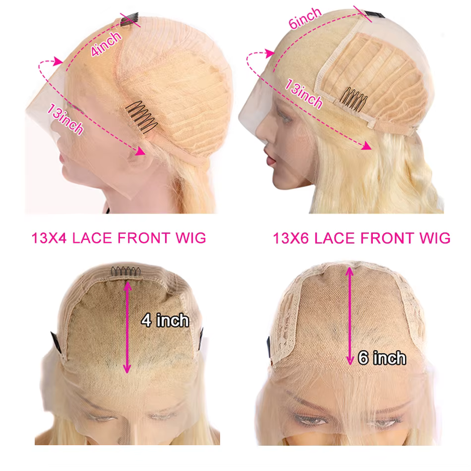 13x6 HD Transparent 613 Blonde dentelle frontale perruques de cheveux humains péruvien vague de corp