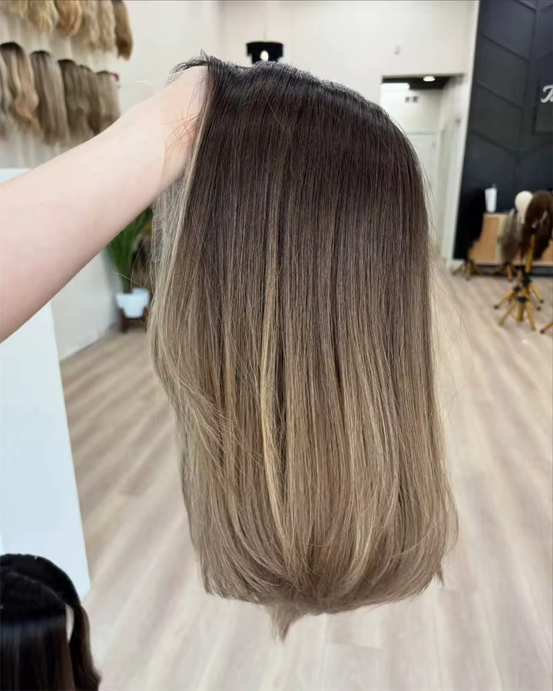 Perruque Blond Ombré Sans Colle, Taille de Bonnet Petite et Grande, Perruque Lace Front Blonde Ombré