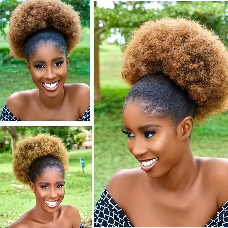 1pc femmes 10 pouces Afro crépus bouclés synthétique queue de cheval Extension cordon Afro bouffée S