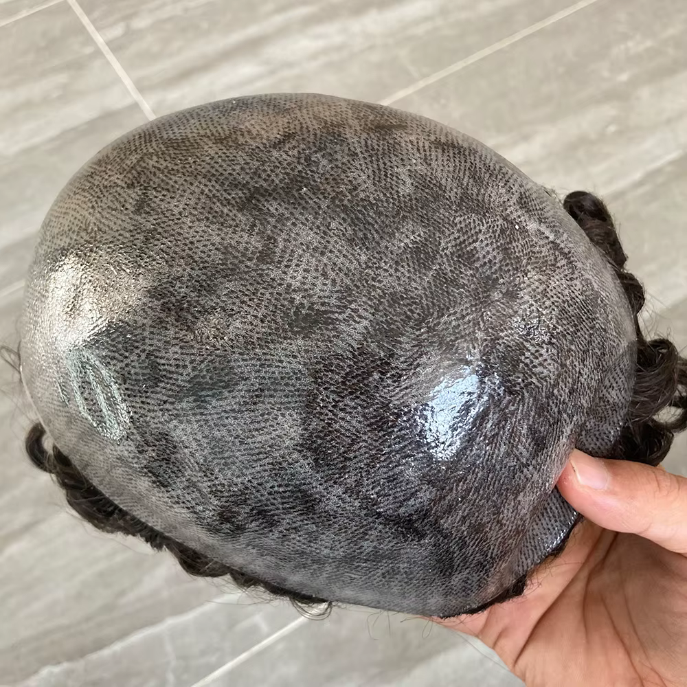Toupet pour hommes, Base entièrement managable, super durable, naissance des cheveux naturelle boucl