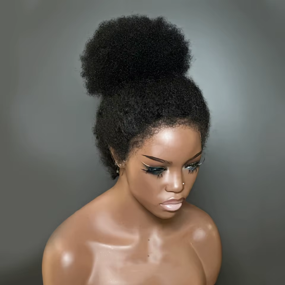 250% densité sans colle Afro bouclés perruques cheveux humains court crépus bouclés naturel noir per