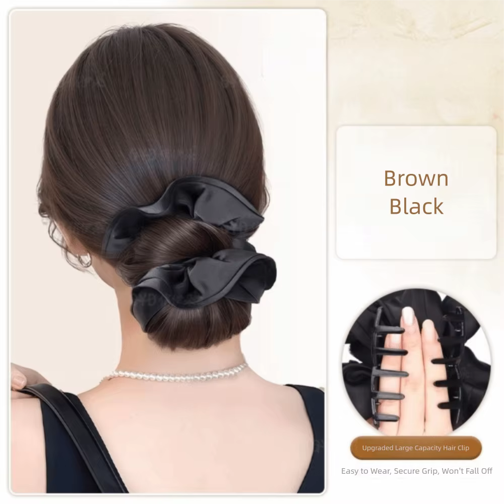 Nouveau Chignon Synthétique à Pince avec Élastique, Perruque Chignon Volumineux Noir pour Femme