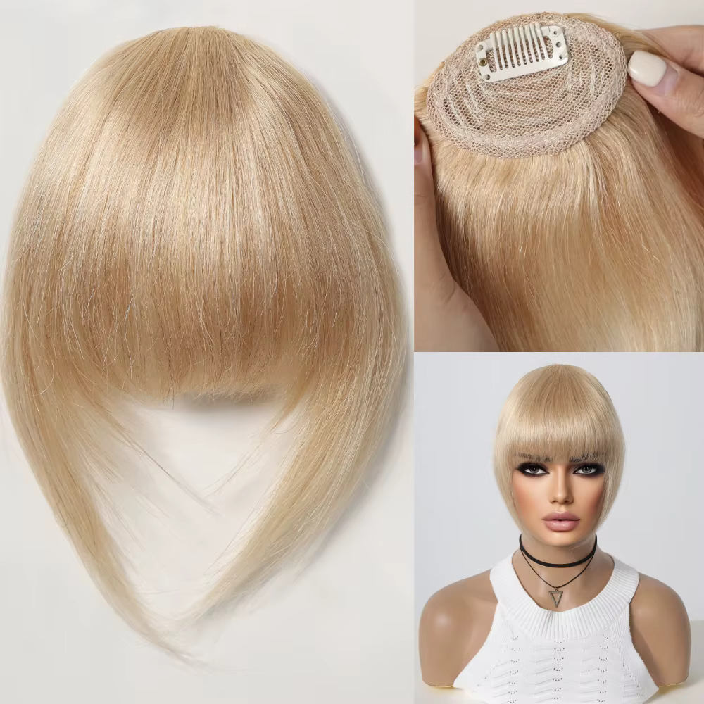 Pince à cheveux en frange 100% extension de cheveux humains naturel brun foncé français Bang plat so
