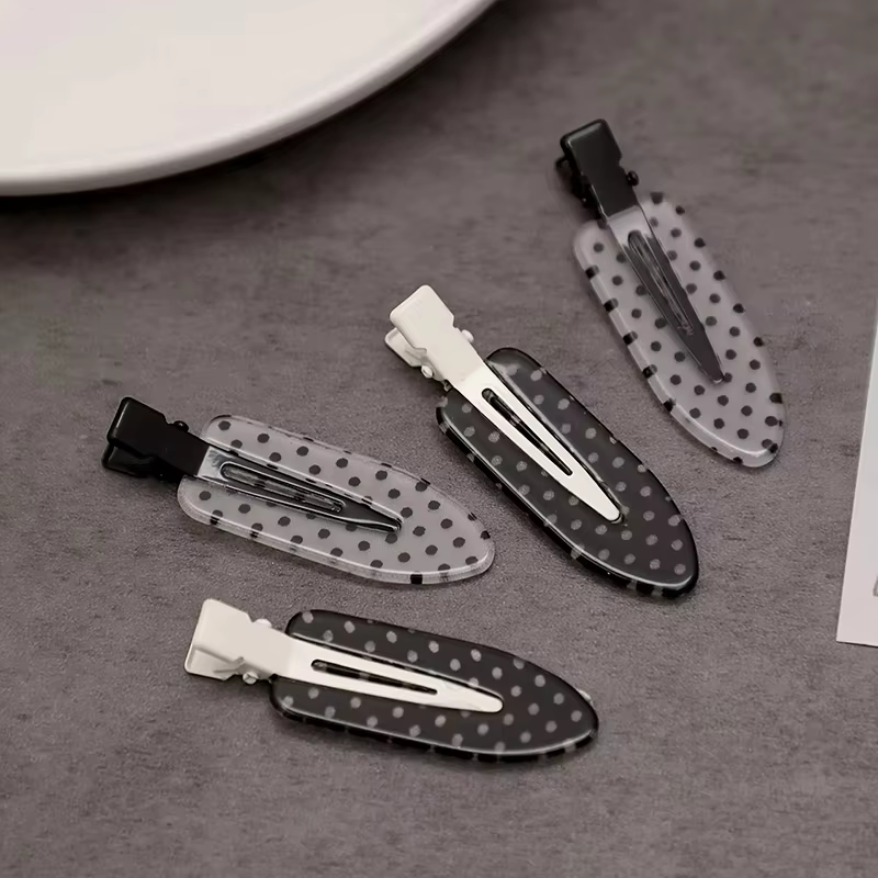 Barrettes à cheveux en acrylique à pois noirs et blancs, minimalistes, maintien sûr, adaptées à un u