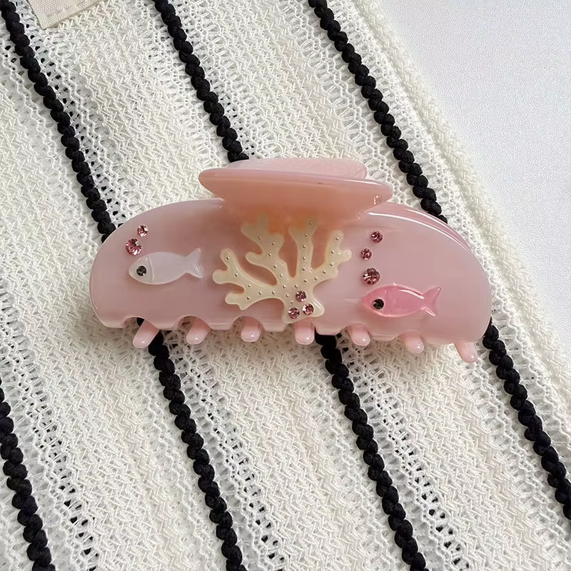 Jolies pinces à cheveux en forme d'animaux marins (dauphin, coquillage, étoile de mer, corail, poiss
