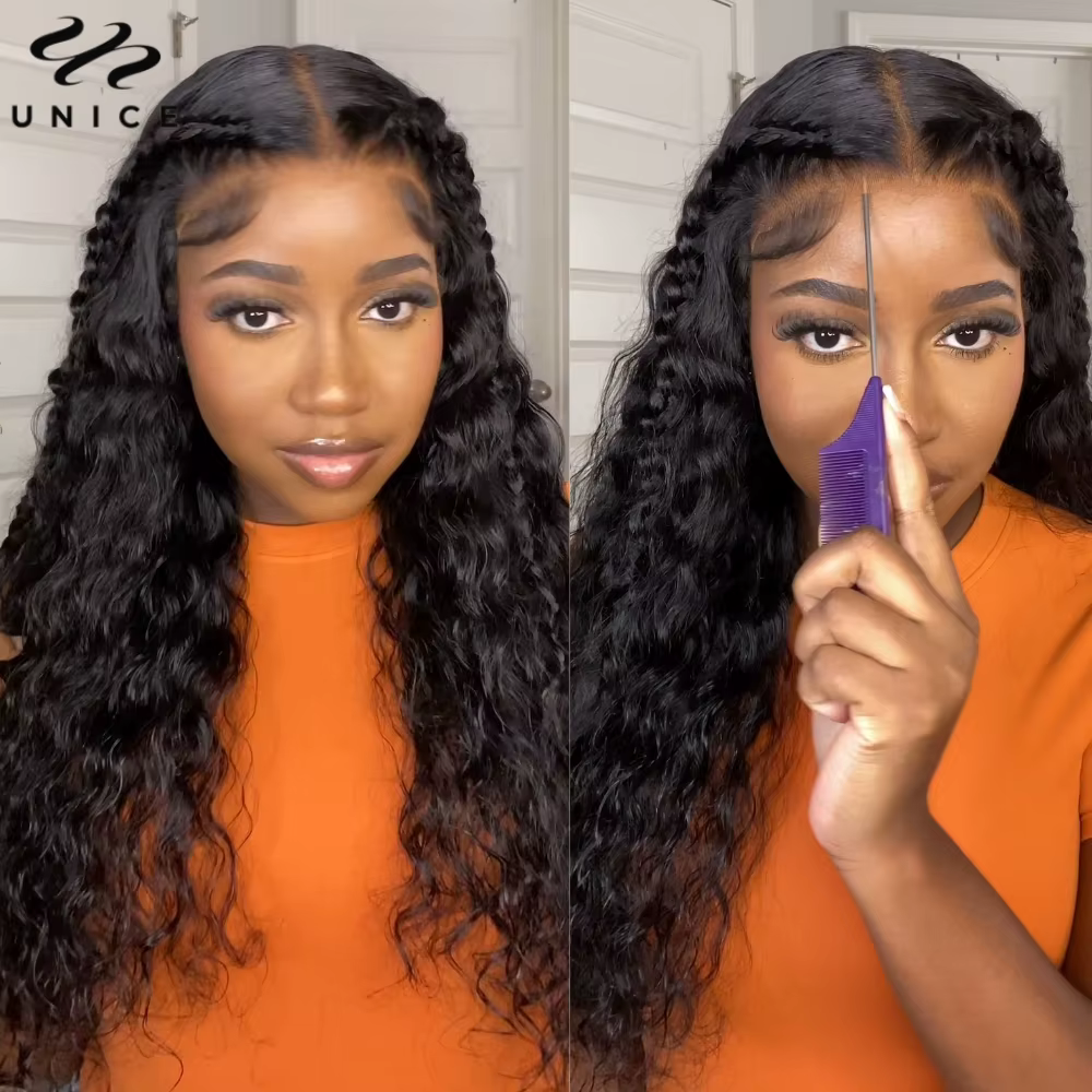 Unice cheveux cordon casquette 7x5 & 13x4 vague d'eau perruque de cheveux humains avec des cheveux d