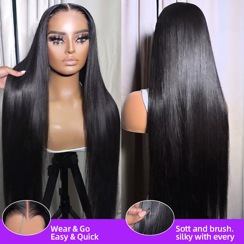 Perruques sans colle Wear Go en cheveux humains, perruque Lace Front 13x6, perruque Lace Front HD tr